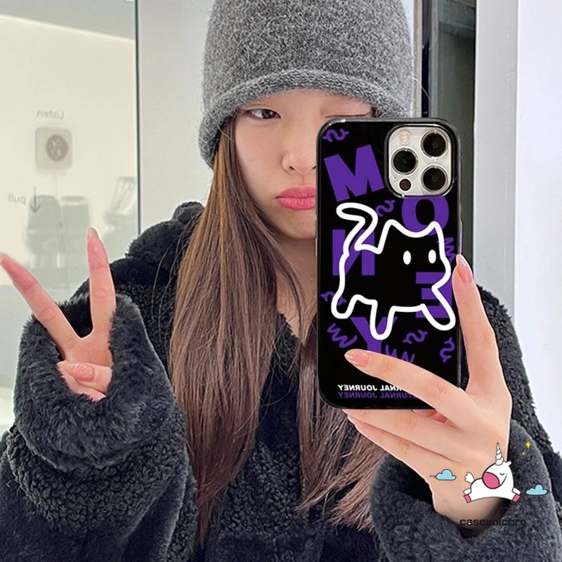 IPHONE Casing Ponsel Pasangan Kompatibel Untuk Iphone11 14 12 13 Pro Max XR 78 Plus X XS Max SE 2020 Pasangan Kartun Lucu Kucing Anjing TPU Lembut Shockproof Glossy Cover