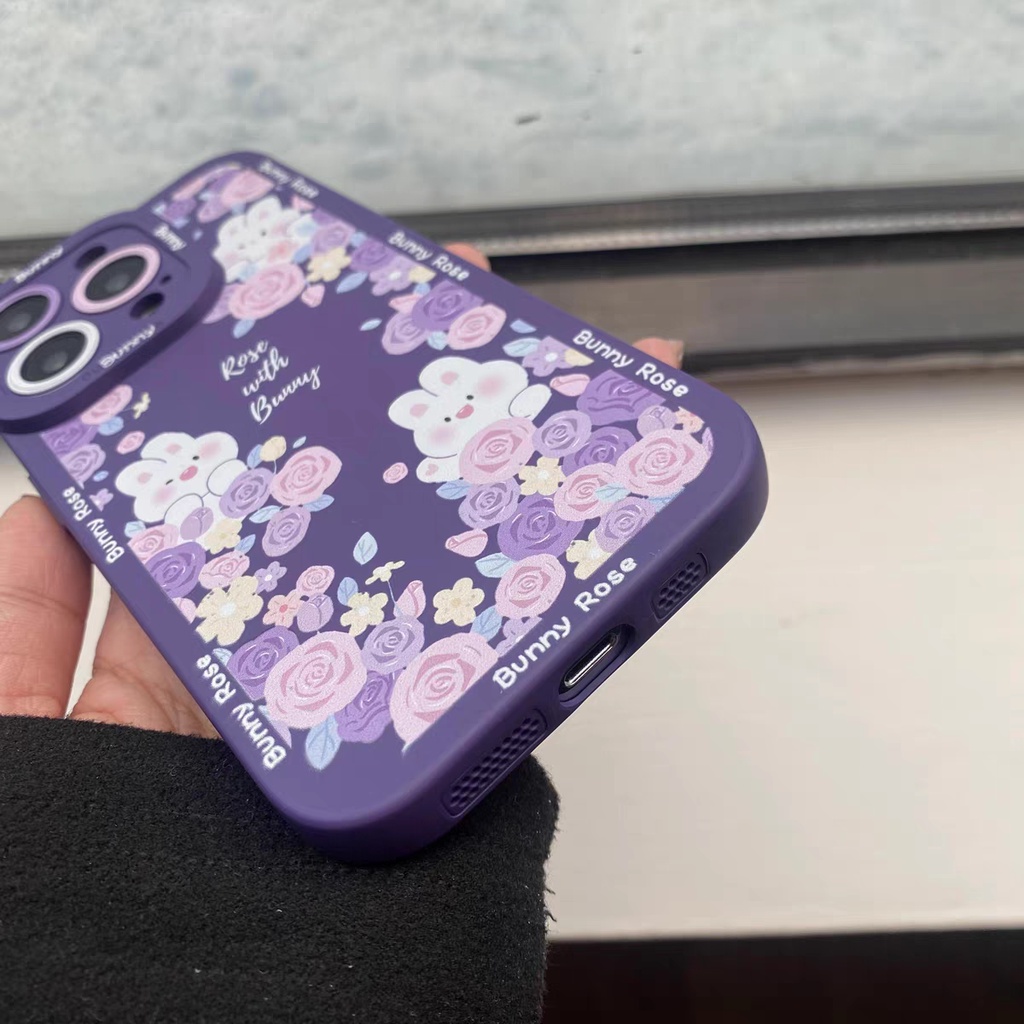 IPHONE Ins Pola Kelinci Cocok Untuk Iphone14 14pro 14plus 13 13pro 13prm iPhone12 7Plus 8Plus Xr XS 13 Pro Max Empat Sudut Casing Ponsel Tahan Guncangan