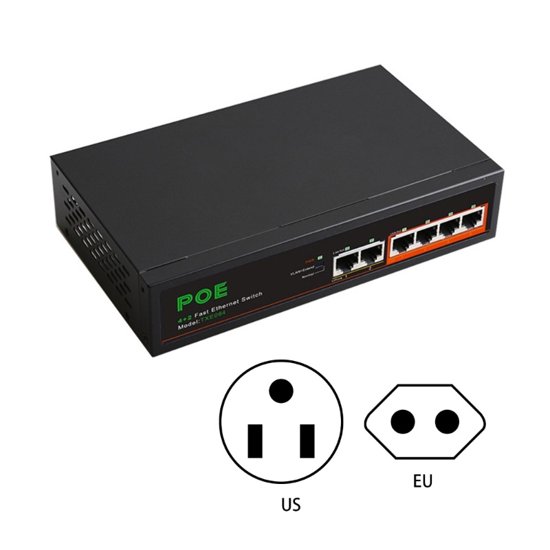 Zzz DIEWU 4100m+2-port Uplink POE Power Supply Switch Built-in Power 6-port POE Splitter Switcher Box Untuk Pantau