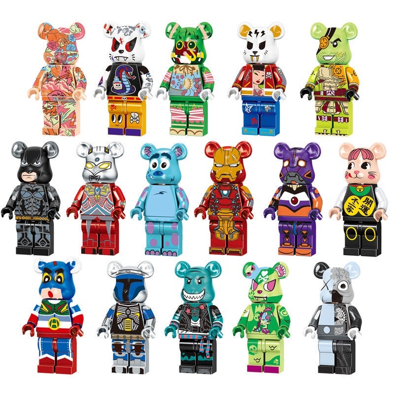 Brickbear Boneka Mini Beruang Baja Beruang Berambut Beruang Bat Bear Beruang Perang Bear Dynamic Super Bear Puzzle Rakitan Blok Bangunan Mainan