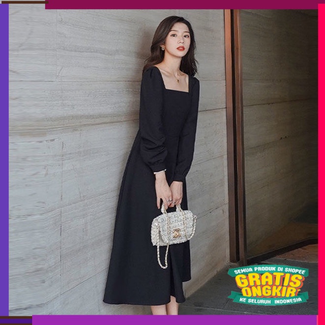 MUSLIM SERIES RAYA Korea Dress Vintage Long Sleeves Maxi Dress Import Party Dress