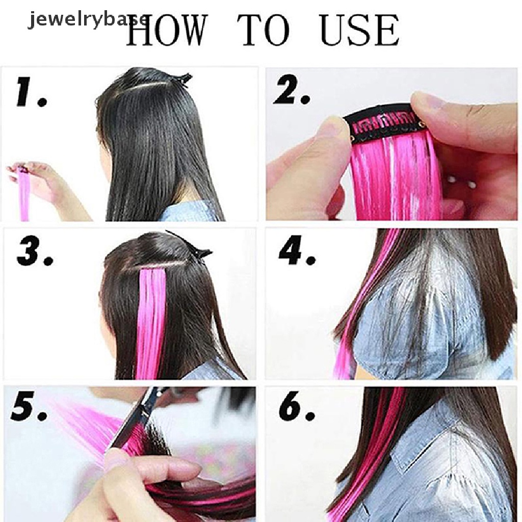 [jewelrybase] Wig Piece Warna Gantung Telinga Wig Rambut W/Klip Gradien Wig Rambut Panjang Tak Terlihat Butik