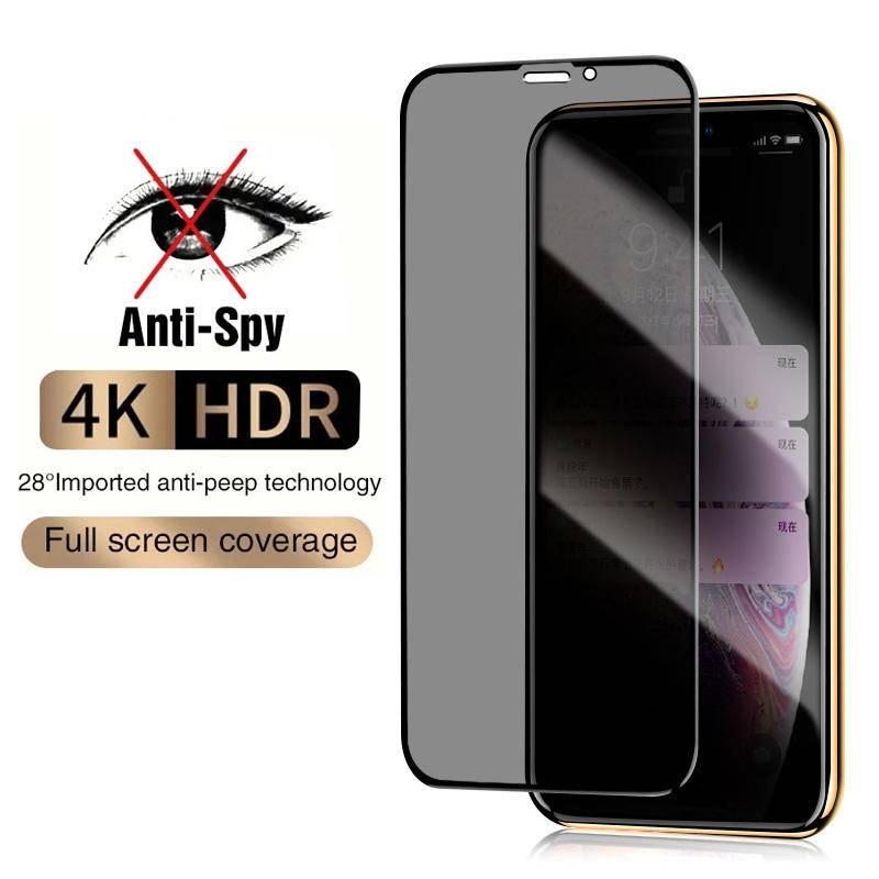 4pcs Pelindung Layar Hitam Anti Spy Untuk Iphone14 13 12 11 Pro MAX Plus Mini Privasi Tempered Glass Untuk iPhone X XS MAX XR 7 8 6 6S Plus SE 2022 2020 14Plus 13Mini 12Mini Film