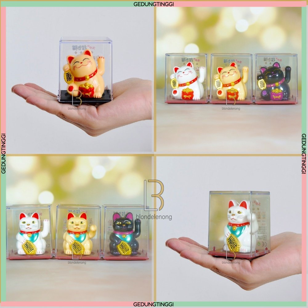 Patung Pajangan Hiasan Boneka Kucing Hoki Rejeki Rezeki Lucky Fortune Cat Keberuntungan Maneki Neko Maneko Neki Mainan Munchkin Keramik Mobil Meja Cina China Jepang Baterai Solar Tangan Goyang Gerak Bergerak Berotot Muscle Jumbo Besar Mini Lucu Imut Murah