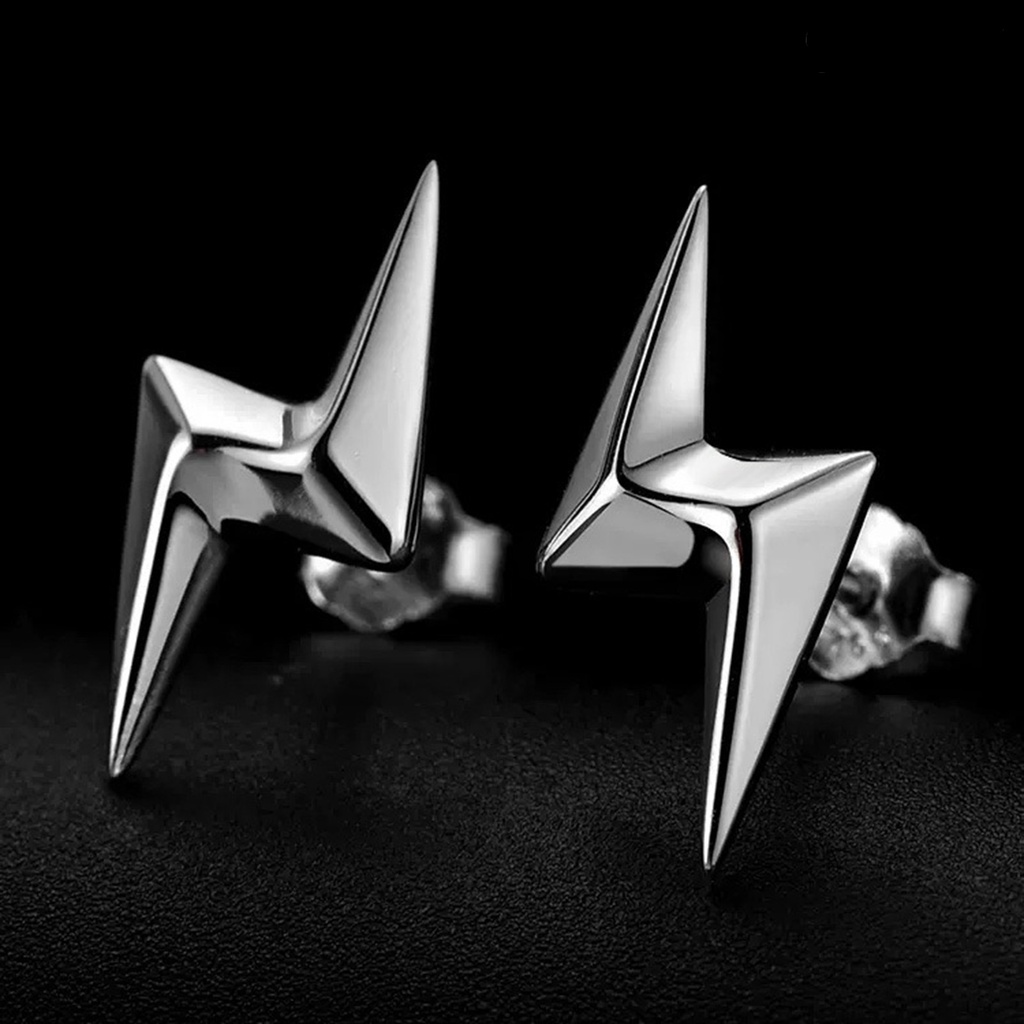 Twowood 1Pc/1pasang Ear Studs Personality Tindik Tiga Dimensi Kelas Tinggi Geometris Hias Nikel Gratis Pria Keren Keren Anting-Anting Perhiasan Aksesori