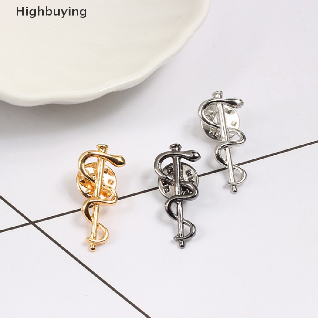 Hbid Antik Ular Tongkat Logam Alloy Pin Gesper Bros Brooch Dokter Perawat Simbol Enamel Lencana Fashion Perhiasan Glory