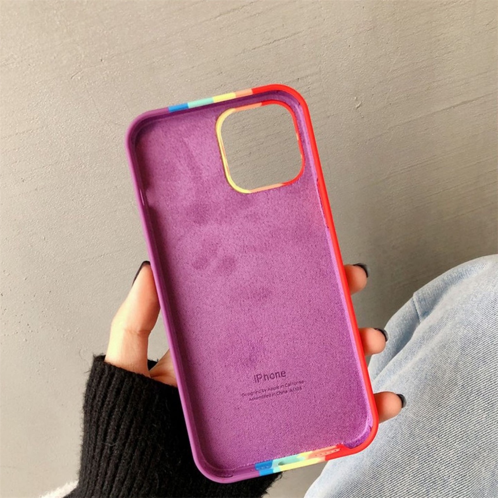 Casing Silikon Cair Resmi iPhone 14 Pro Max Case13 12 Pro Max14 Plus Promax Pelangi Mewah Tertutup Penuh anti Kotoran Dan shockproof Penutup Belakang