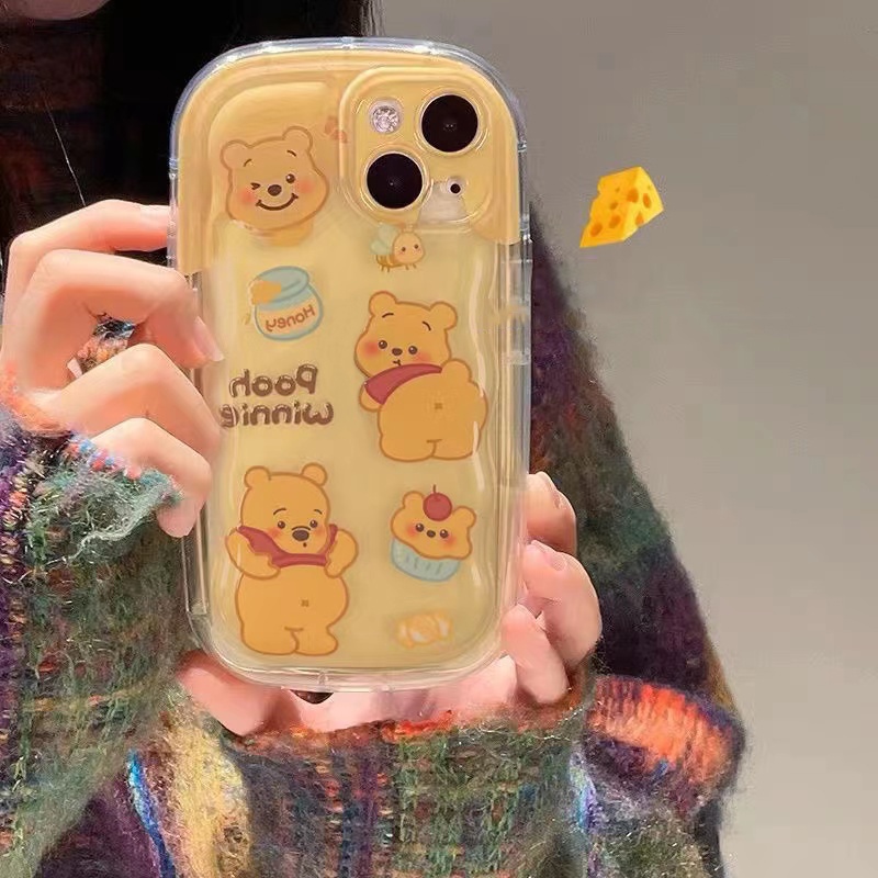 IPHONE Casing Ponsel Tahan Guncangan Beruang Lucu Kompatibel Untuk Iphone14 13 11 12 Pro XS Max Casing Transparan X XR 7 +8 Plus Cover Silikon TPU Lembut