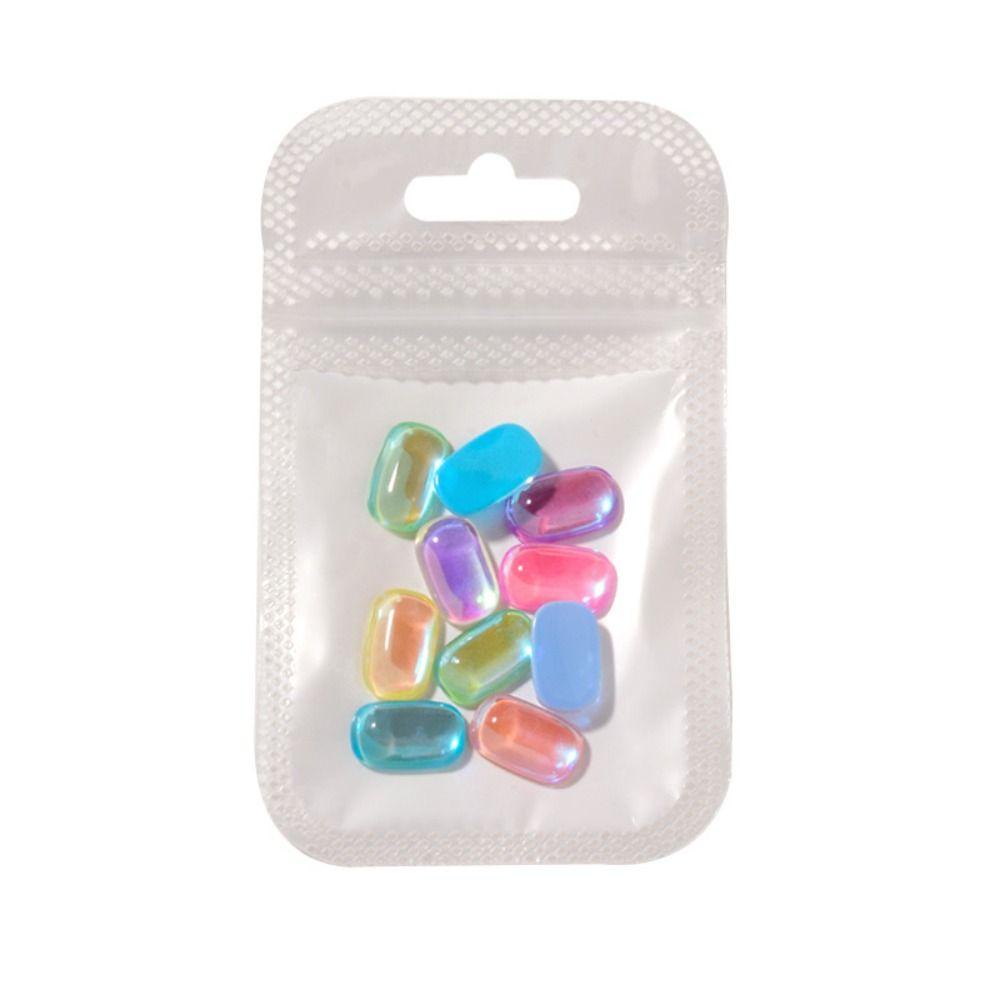 Augustina Clear Aurora Nail Charms 3D Square Cellophane Tebal Es Blok Strip Kuku Ornamen