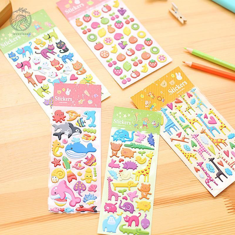 Sticker Kartun 3D Stiker Kreatif Lucu Hewan Buah Untuk Scrapbook Stiker Dekorasi Ponsel L