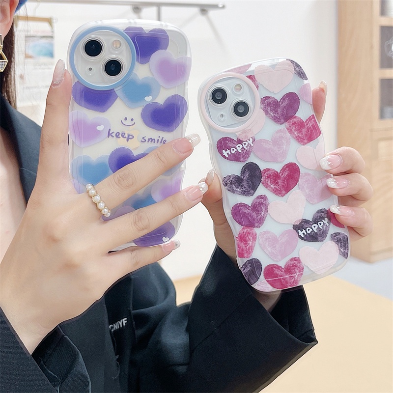 IPHONE Malan art multi-Warna Bentuk Cinta Bening Untuk Capita Iphone11 12 13 14 Pro Max7 8 Plus X XR XS Max Bantal Udara shockproof phone Case Cover