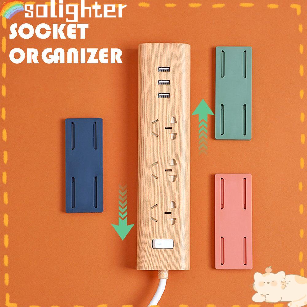 Solighter Socket Holder Kantor Tempel Dinding Power Strip Gantungan Perekat Hook Wire Fixer Panel Holder