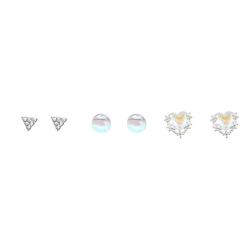 Anting Bintang Hati Halus Bersinar Segitiga Geometris Berlian Imitasi-studded Stud Earring Perhiasan Pesta Untuk Wanita Perempuan