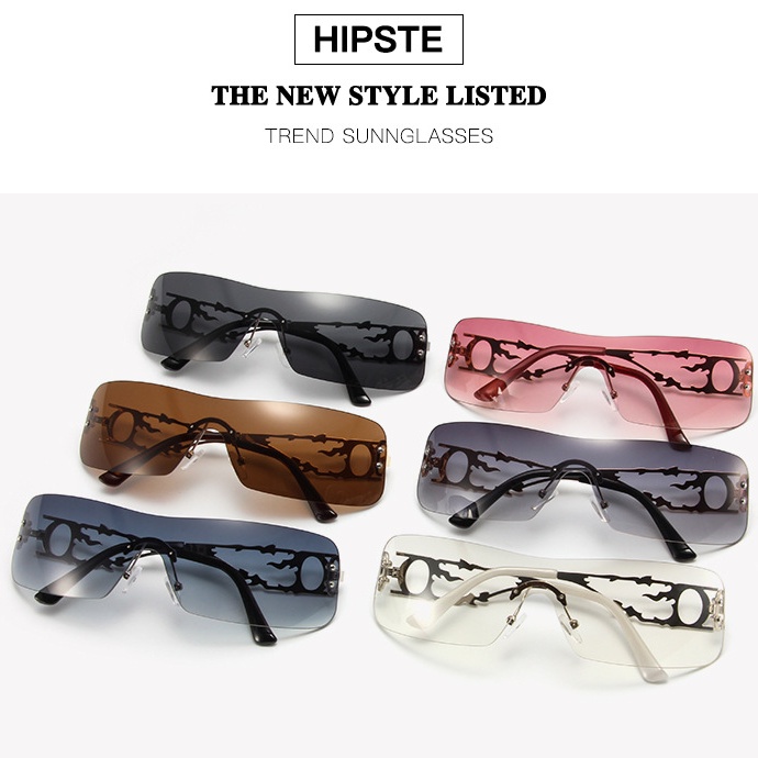 Kacamata Hitam Fashion Square Aesthetic Shades Untuk Wanita/Pria Metal Frame Sunglasses Eyewear