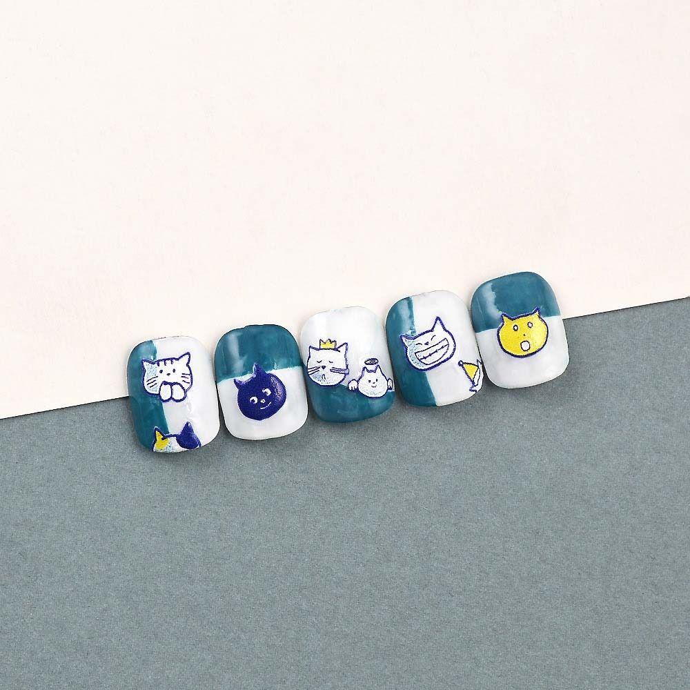 Mxbeauty Kartun Stiker Kuku Lucu Perekat Diri Kelinci Klein Biru Kucing Anjing Beruang Stiker Kuku Nail Art Dekorasi