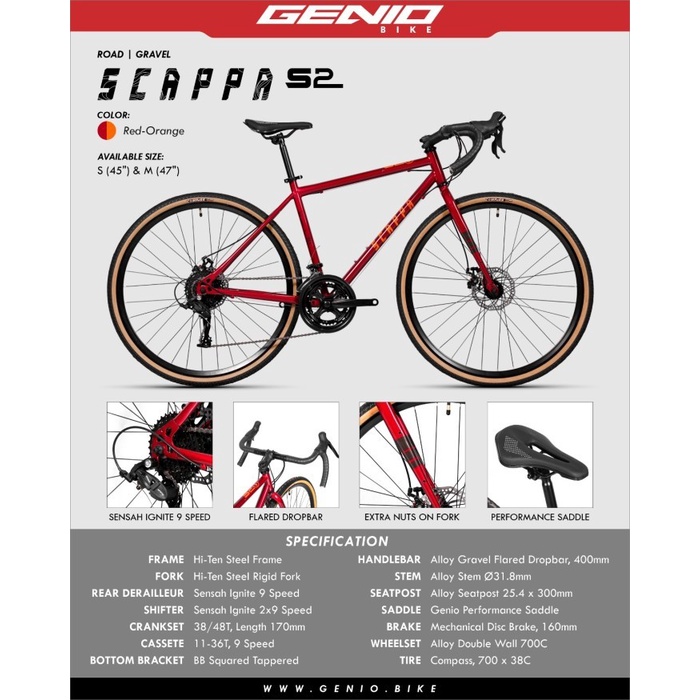 Sepeda Gravel Bike GENIO SCAPPA S2 700CC 2023
