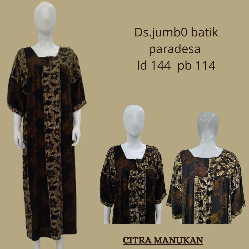 Daster  jumbo batik Hitam/Daster busui / daster jumbo ld 150 cm