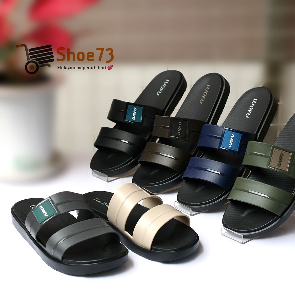 LUOFU E 6208 - SH6W SIZE 40-44 ORIGINAL l Sandal Selop ban 2 jelly pria l Sendal kokop cowok impor