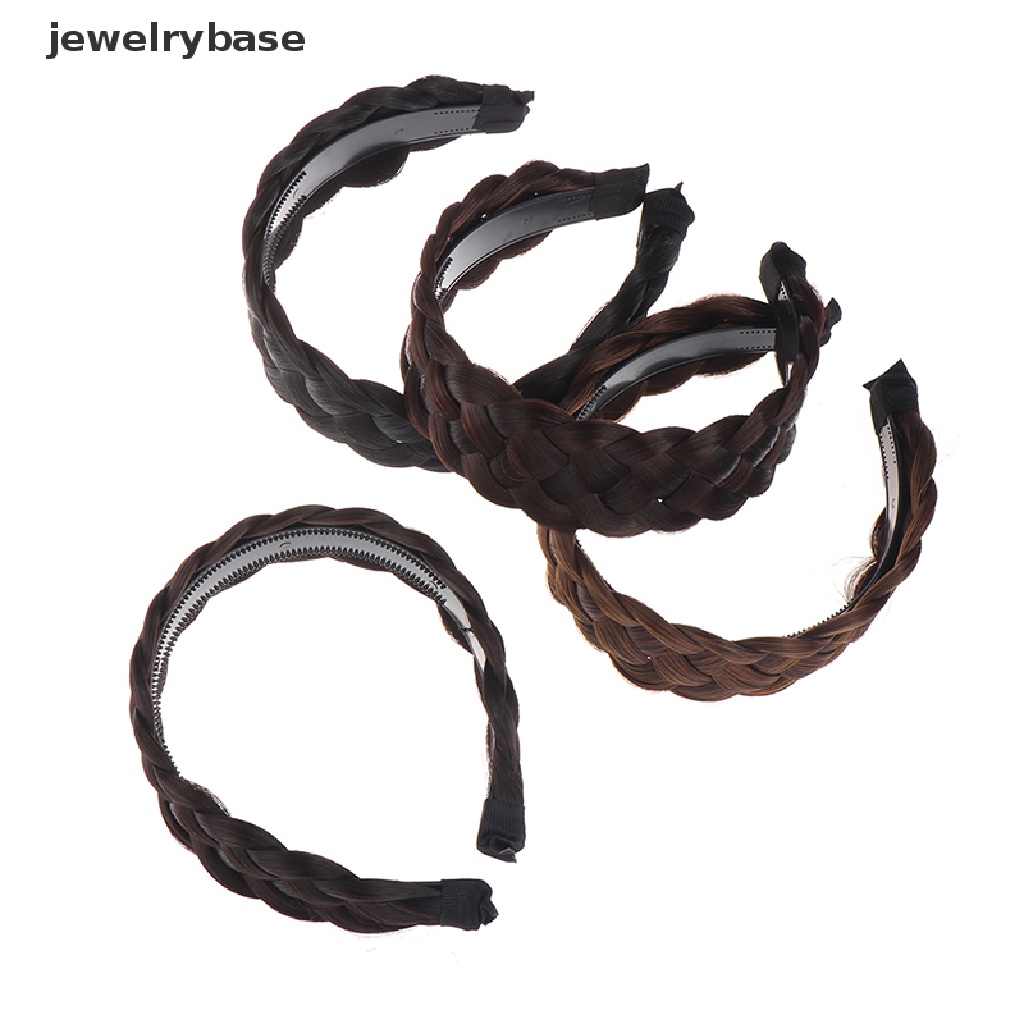 [jewelrybase] Kepang Lima Helai Ikat Kepala Kepang Tulang Ikan Dengan Gigi Non-slip Hitam Coklat Rambut Hoop Aksesoris Rambut Melebar Menebal Ikat Rambut Butik