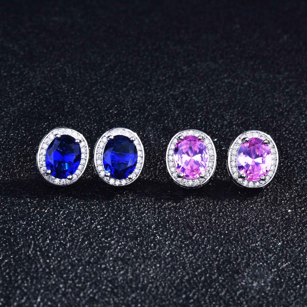Goldkingdom Aksesoris Perhiasan Fashion Ready Stock Eropa Dan Amerika Temperamen Fashion Oval Zirkon Anting Perempuan Berlapis Emas Perhiasan Pesta Minimalis