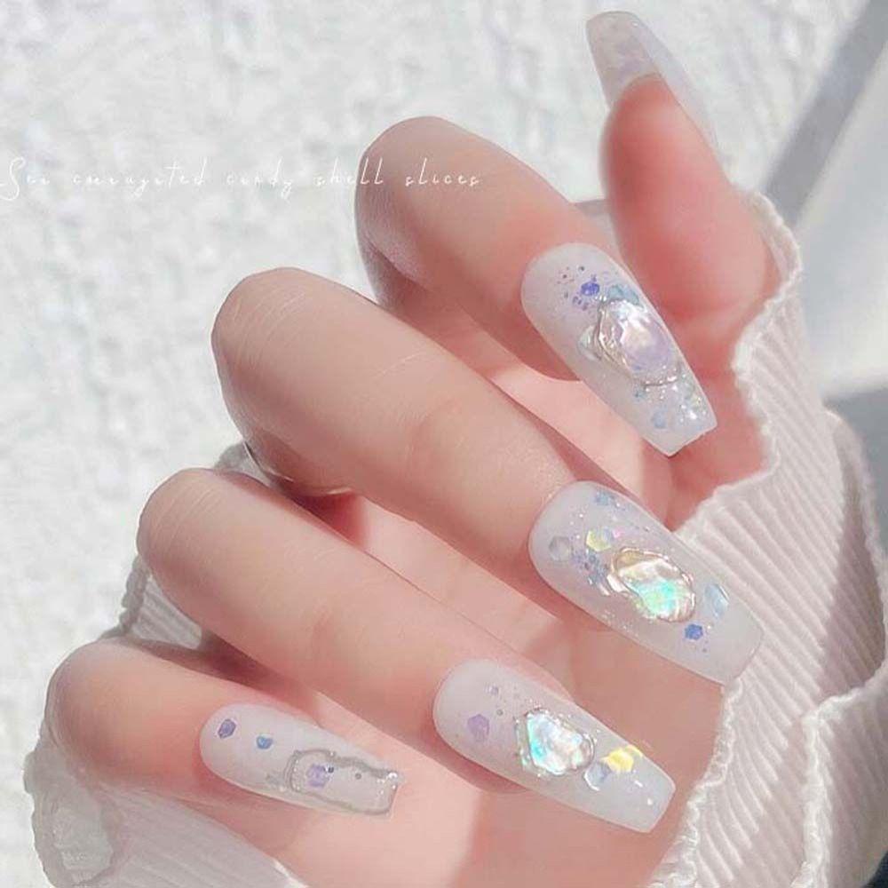 AUGUSTINA Agustin 3D Nail Art Dekorasi Aurora Warna-Warni Manicure Aksesoris Shell Nail Sequin Tekstur Nail Spangles Tips Abalone Hiasan Kuku