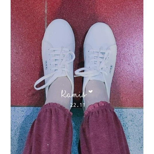 Sepatu Sneakers Wanita Kets Putih Polos Beier Tali Casual Ootd Korea Style Keren Kece - Cladiva