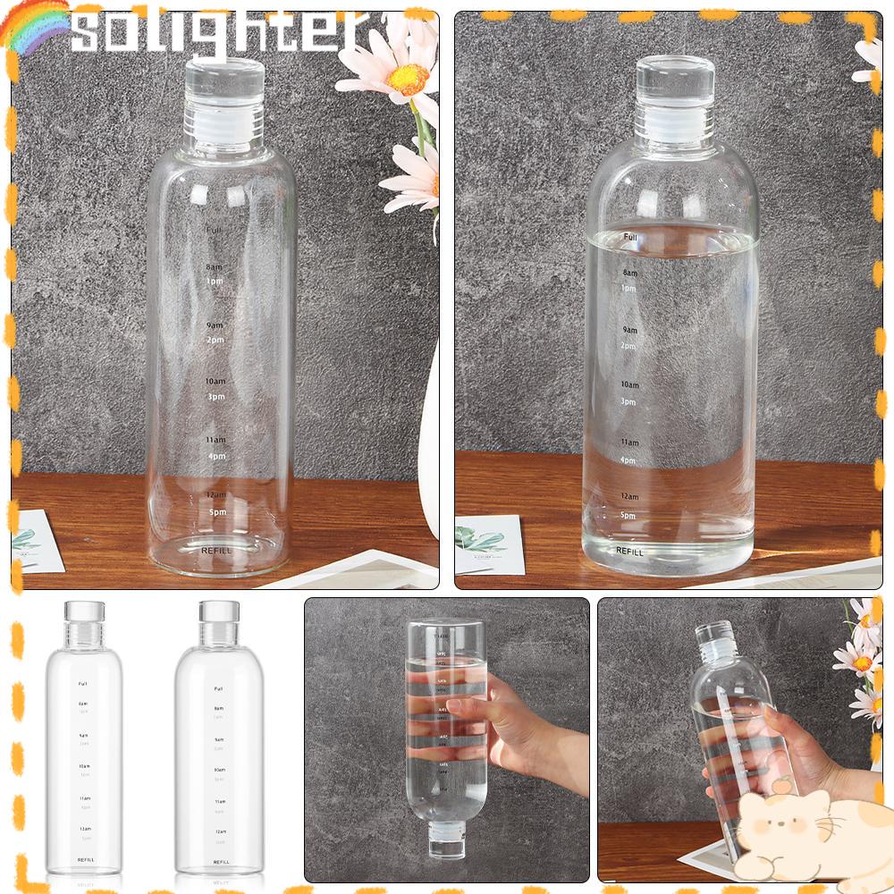 Solighter 500ML/750ML Botol Air Kaca Jus Susu Outdoor Fitness Transparan