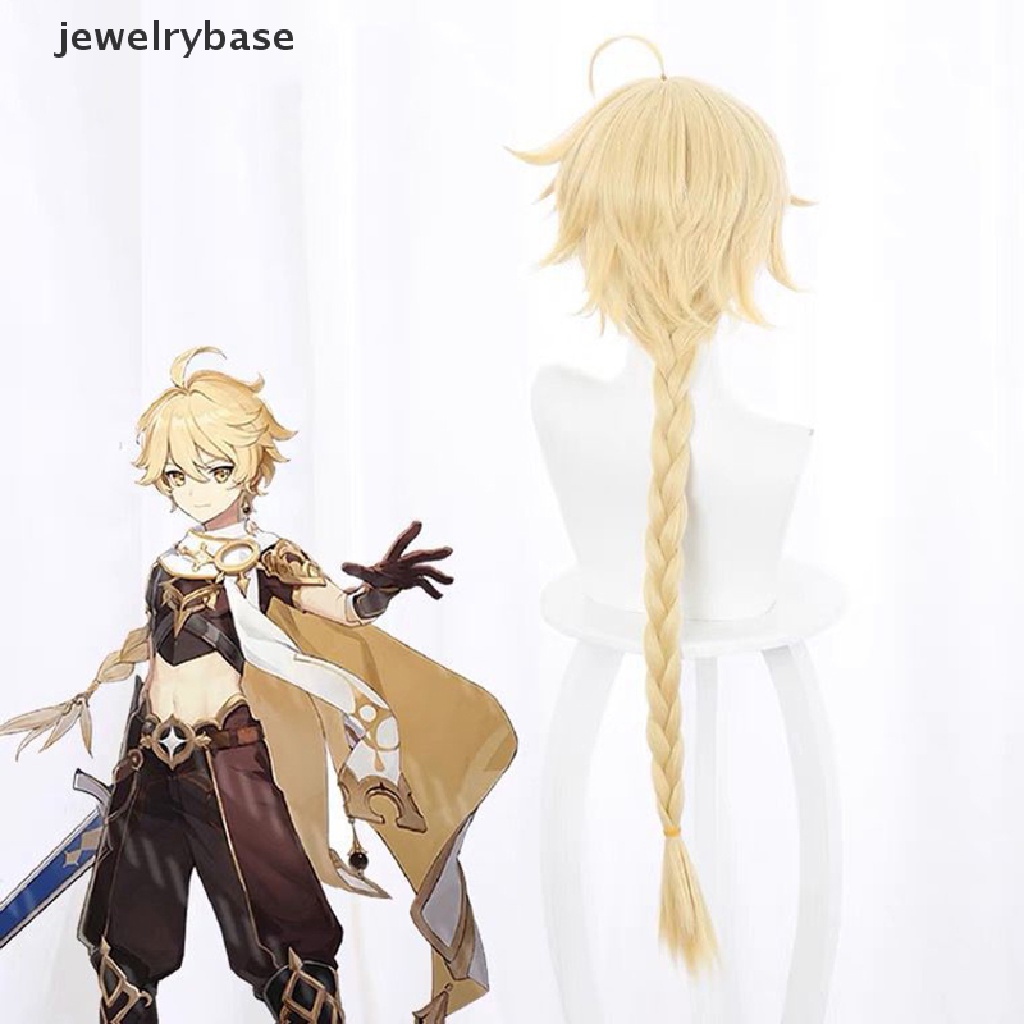 [jewelrybase] Anime Genshin Impact Lumine Aether Traveller Player Wig Golden Tahan Panas Rambut Peran Paly Cosplay Wig Dewasa Pesta Props Butik