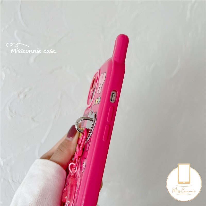 IPHONE Graffiti Cute Rabbit Ikatan Simpul Case Kompatibel Untuk Iphone7 8 Plus XR X11 14 13 12 Pro MAX XS MAX SE 2020 Retro Personal Bentuk Ponsel Seluler Soft Cover Dengan Liontin Cinta Cinta Hati