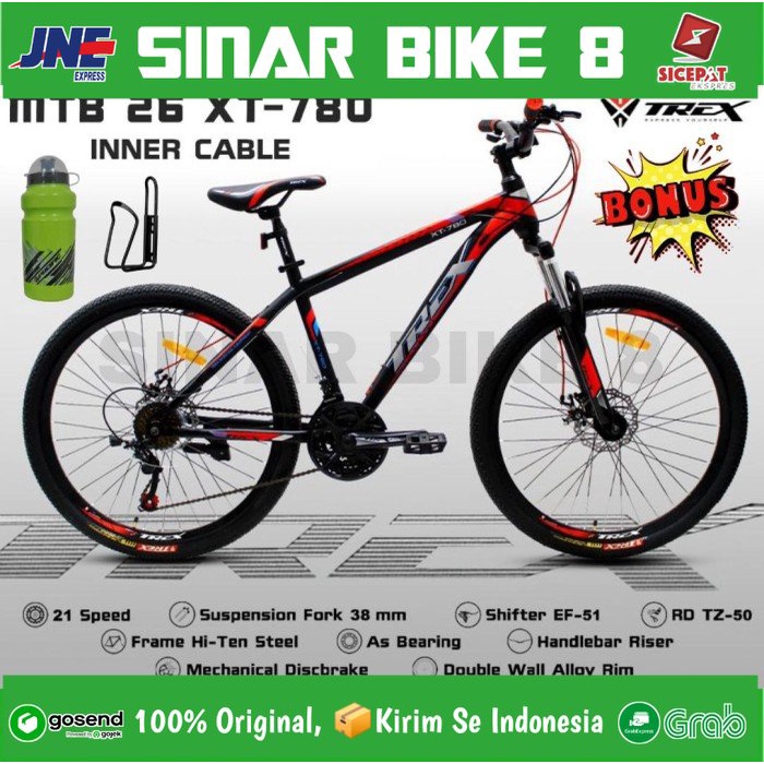 Sepeda Gunung MTB Ukuran 26 Inch TREX XT-780 inch Rem Cakram 21 Speed