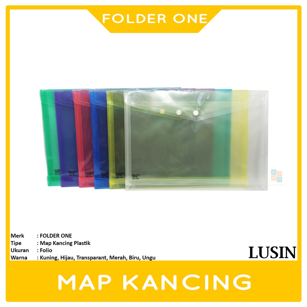 

FOLDER ONE - Map Plastik Kancing Ukuran Folio - Lusin