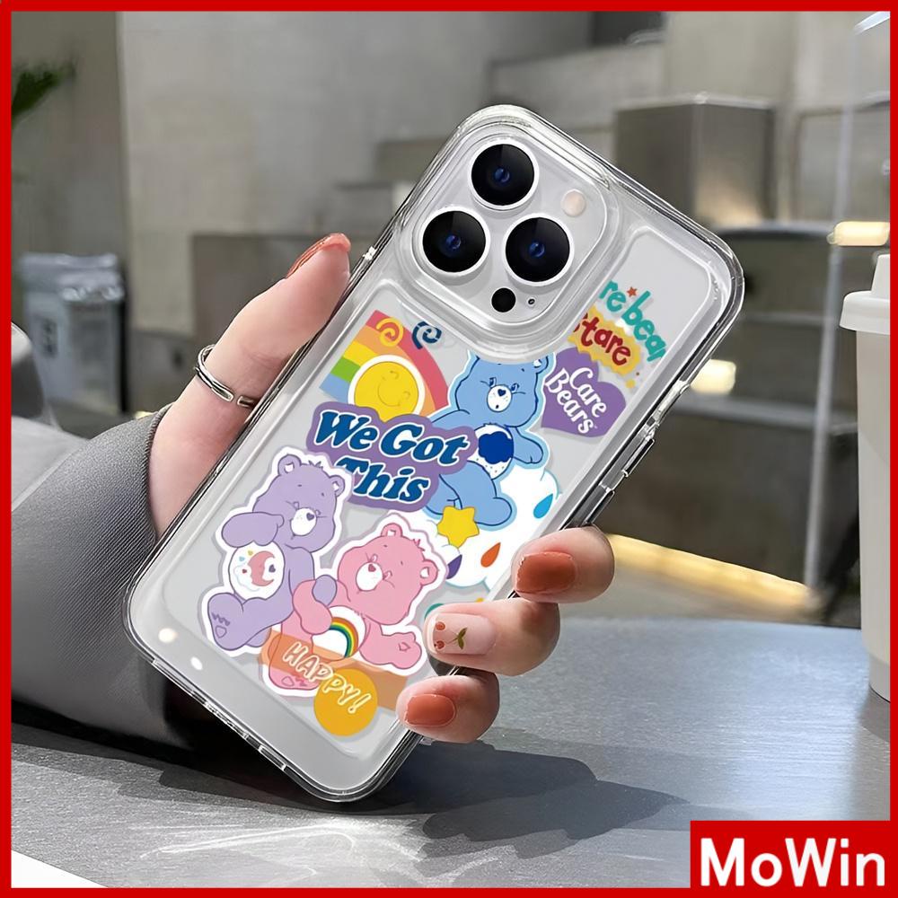 For iPhone 14 Pro Max iPhone Case Acrylic Hard Case HD Clear Case Plating Button Shockproof Cartoon Cute Bear Compatible For iPhone 13 Pro max 12 Pro Max 11 xr 7plus 6splus