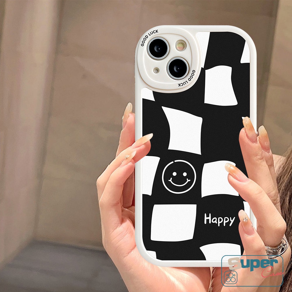 Case Pasangan Wajah Smile Untuk Samsung A04 A04s A13 A14 A50 A50s A30s A02s A23 A32 A12 A03 A72 A31 A73 A21s A33 A20s A20 A22 A53 A03s A52 A11 A10s A52s A71 A51 Checkerboard Soft Cover