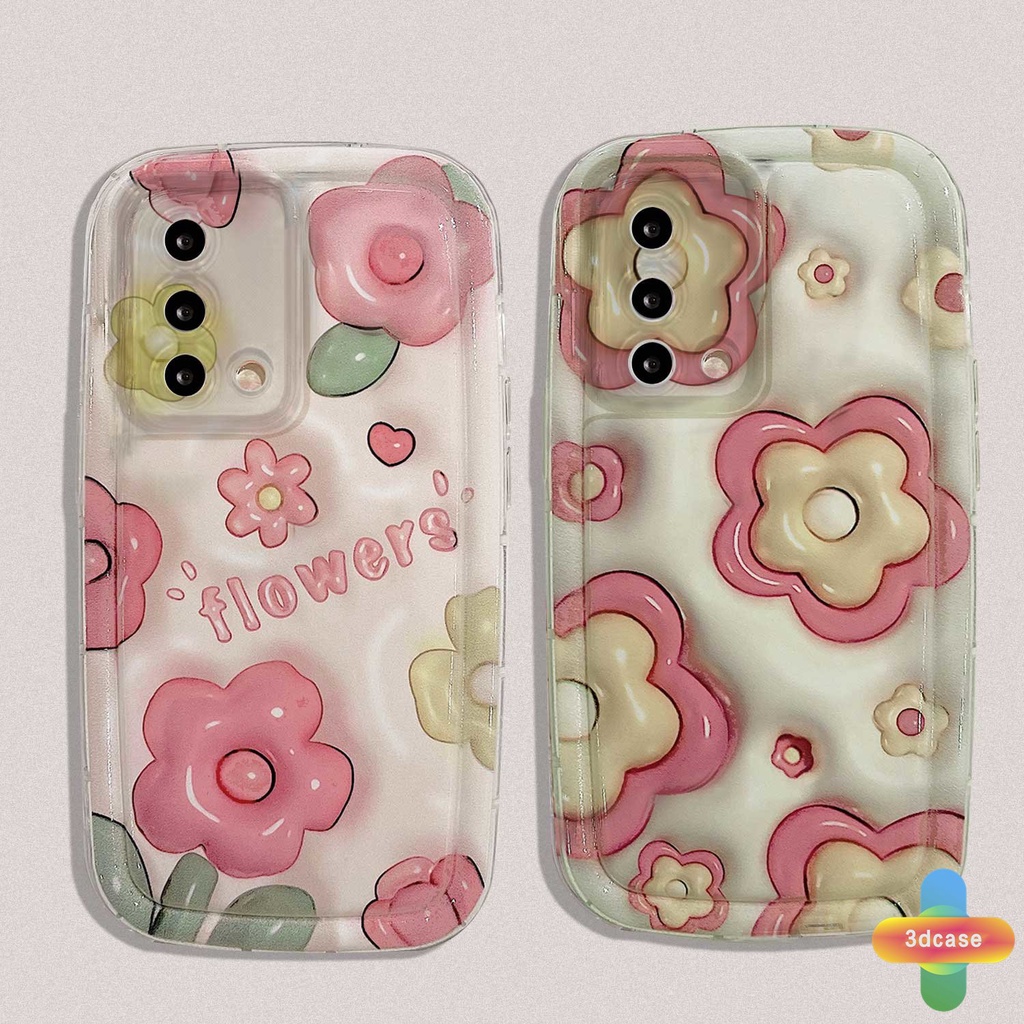 Case OPPO A15 A54 A5S A77S A17 A17K A57 A3S A76 A96 A16 A95 A55 A7 A5 A9 A31 A53 A33 2020 A12 A12S A1K A12E A16E A16K A54S A53S A16S A77 A57S A57E A11S Reno 7 7Z 8Z 5 4 6 8 5F 5K 4F 4 5 06 Lite A74 A15S Ins Pink Flowers Transparent Case