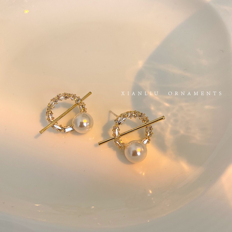 Lucu Mini S925 Perak Disepuh Anting-Anting Mutiara Telinga Studs Untuk Perhiasan Fashion Gadis Manis