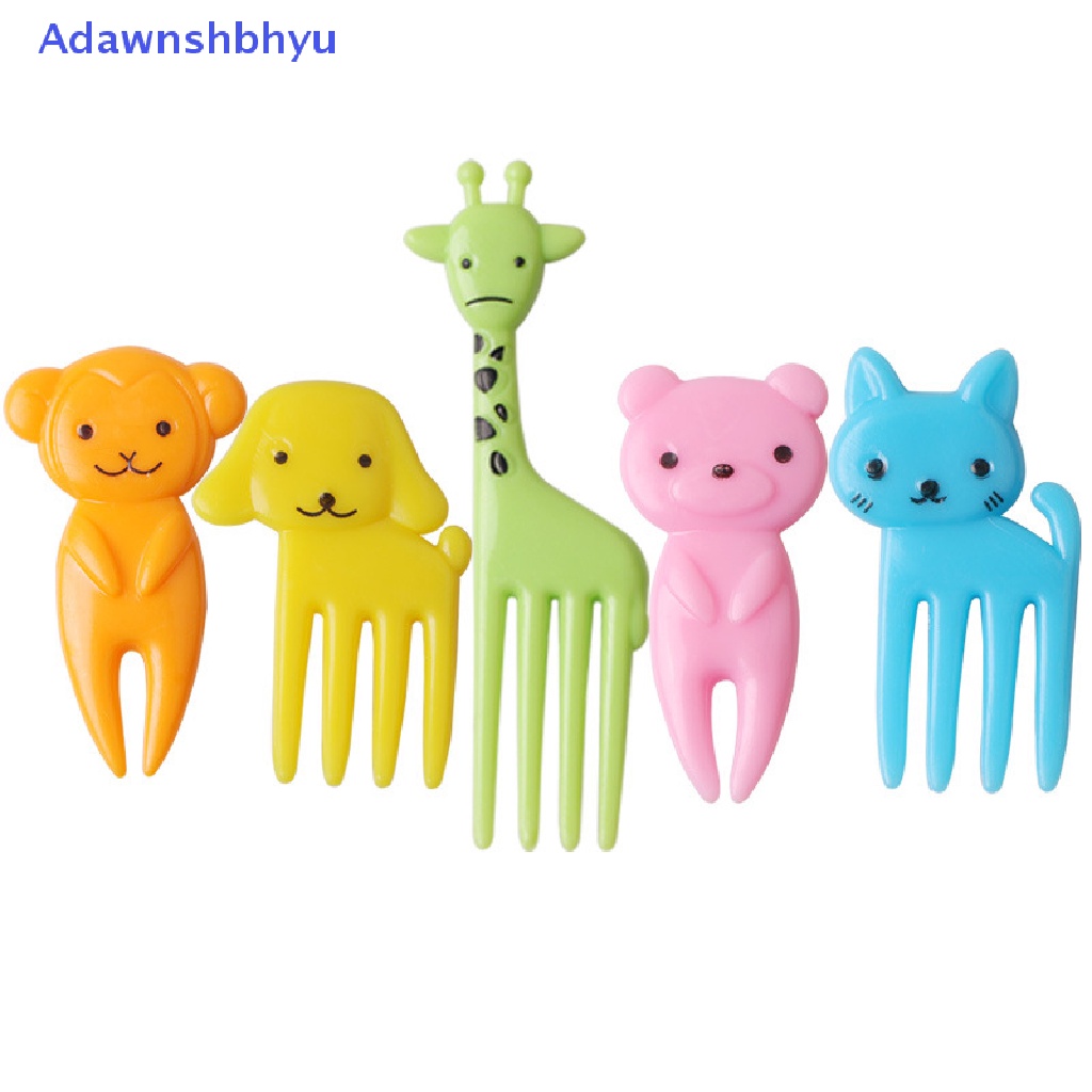 Adhyu Set 10pcs Cute Animals Food Picks Mini Kartun Tusuk Gigi Garpu Buah Picks ID