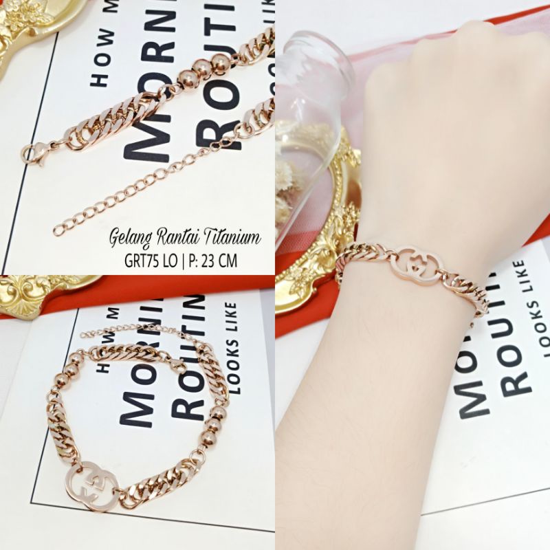 Gelang Titanium Wanita / Gelang Rantai Titanium GRT62-75 LO