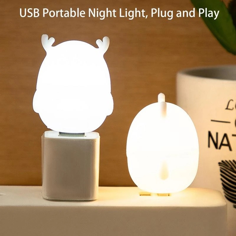 Kreatif Kartun Rusa Silikon Cahaya LED Lampu Malam USB Rechargeable Kamar Tidur Samping Tempat Tidur Dekorasi Suasana Lampu Untuk Hadiah Anak