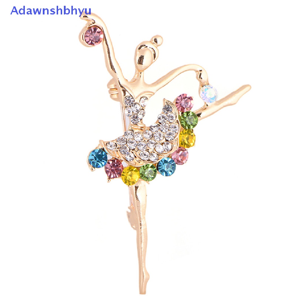 Adhyu Dancing Ballet Girl Brooch Rhinestone Brooch Pin Jewelry Women Bouquet Accessory ID