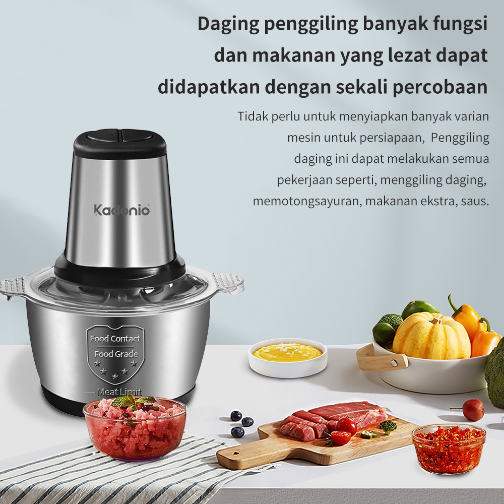 Blender Daging Chopper Stainless 2L Penggiling Daging Multifungsi Meat Grinder KL-FB01 KADONIO