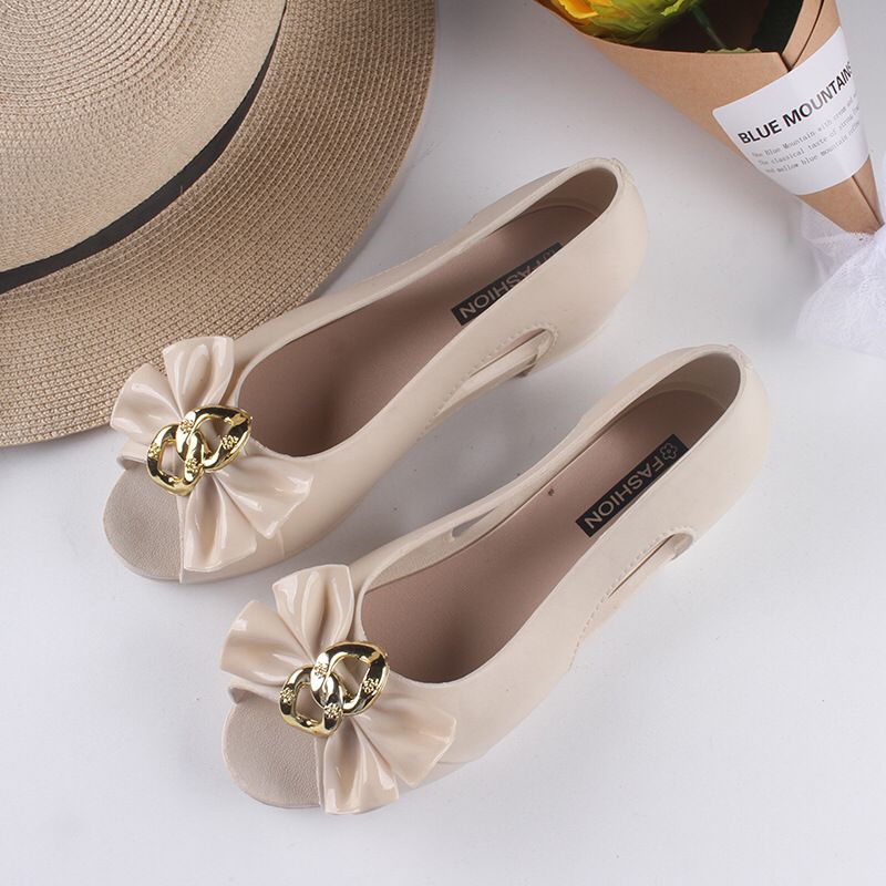 SHOEGALLERY TG1676 Flatshoes Jelly Pita Bunga Sepatu Hak Wanita Fashion Ujung Terbuka Import Wanita