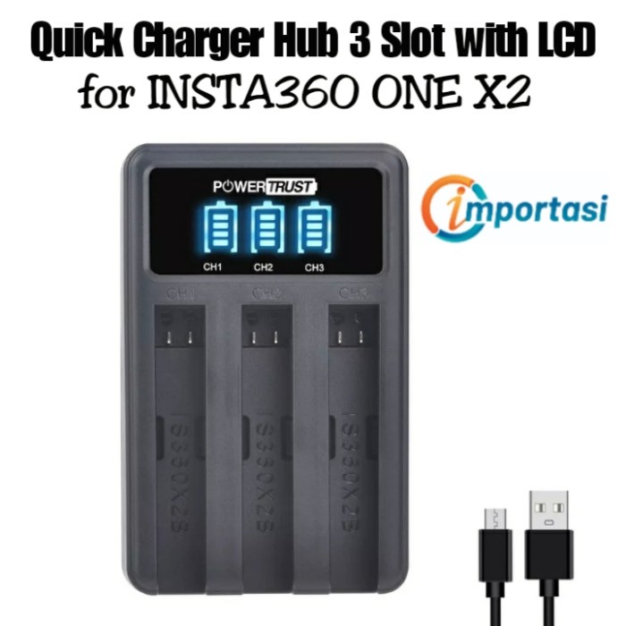 Charger Hub 3 Slot INSTA360 ONE X2 Fast Charging with LED Indicator