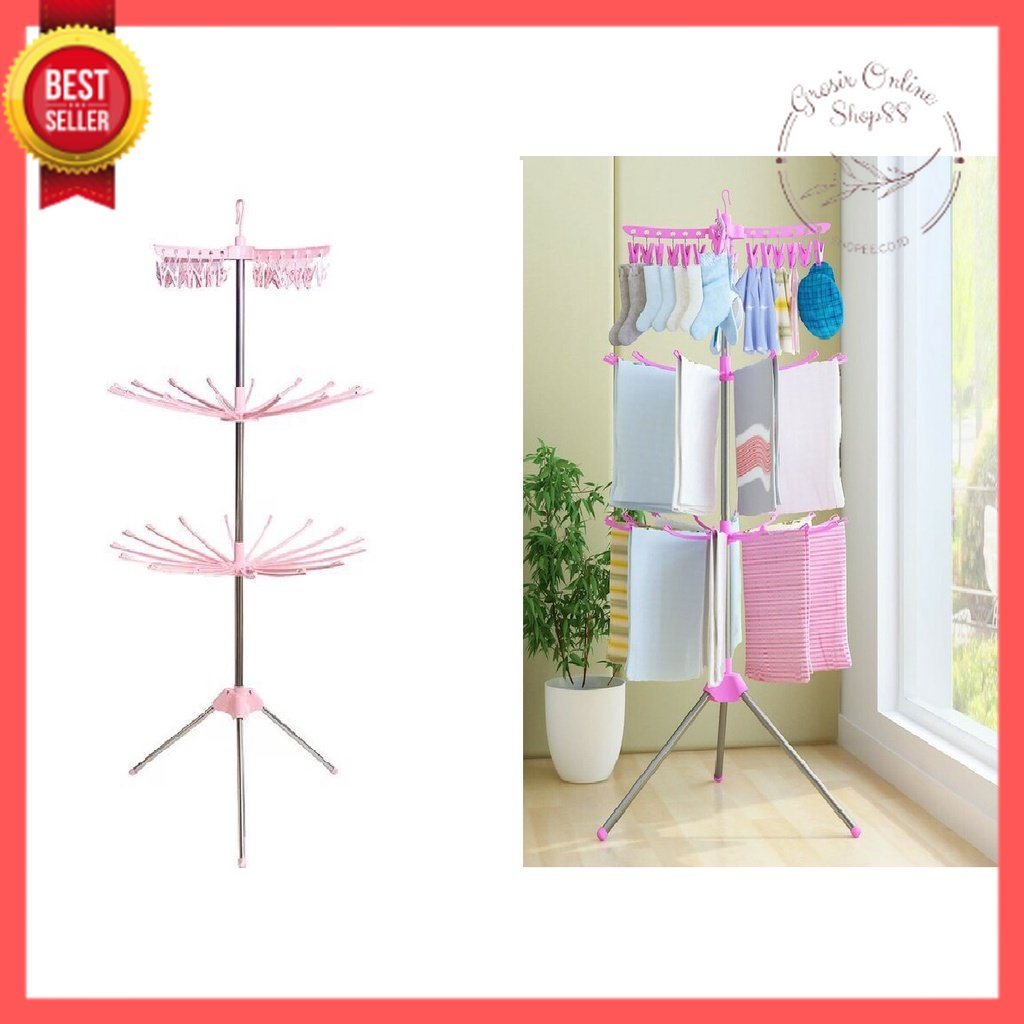 GOS -Z115- Foldable Clothes Drying Airer Rak jemuran lipat /jemuran menara 3 tingkat