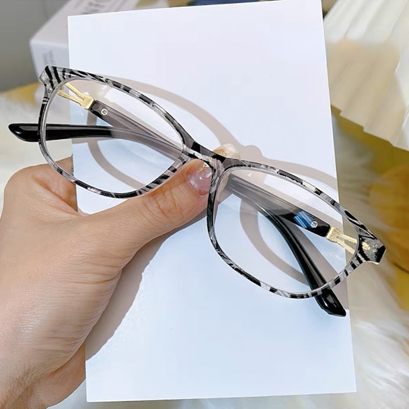 (YUZHU) Desain Mode Baru Bingkai Penuh Anti Cahaya Biru Kacamata Baca Wanita HD Leopard Reading Eyeglasses