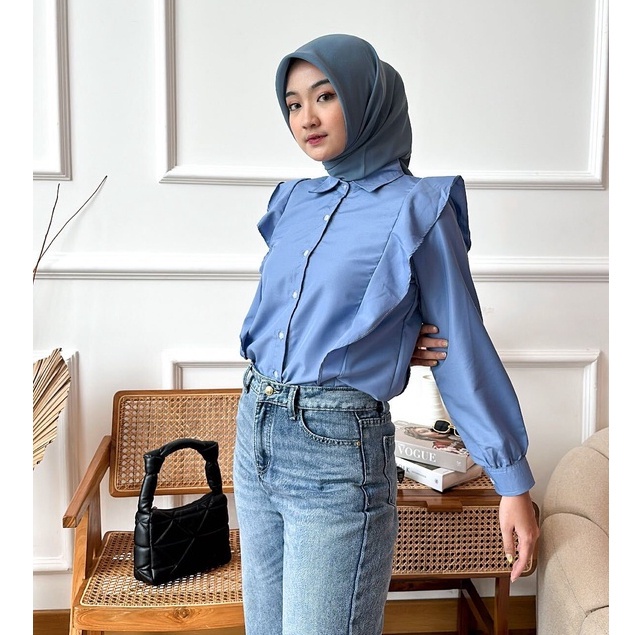 Hanna Blouse hijab atasan wanita lengan panjang by Vanesha Wear