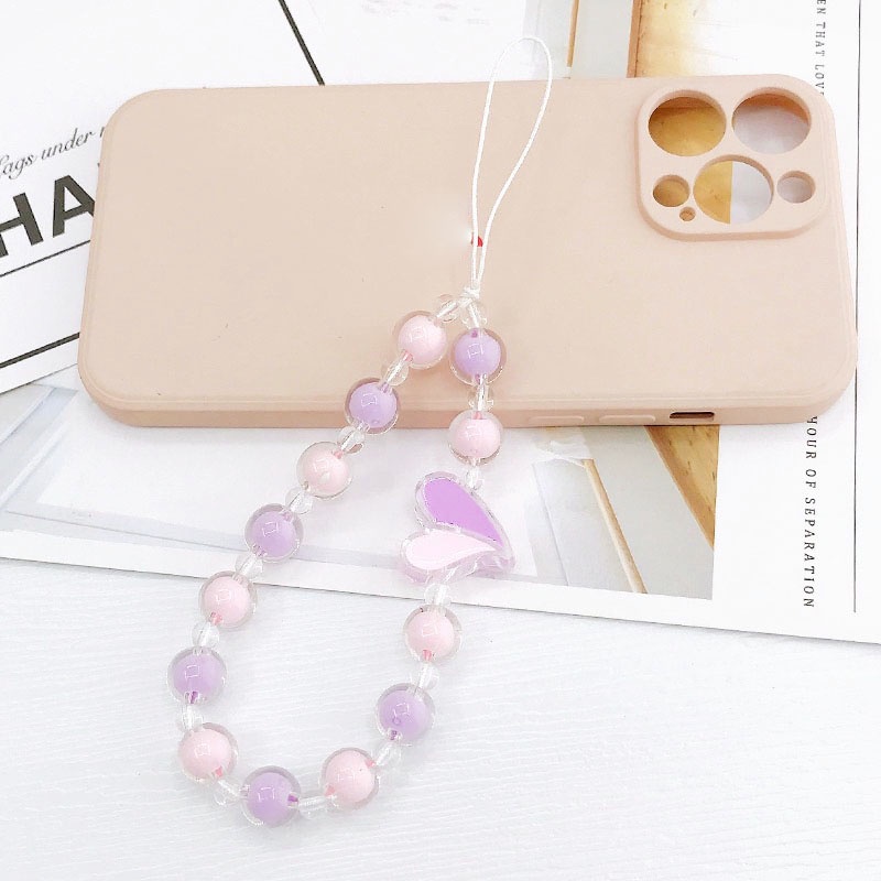 Warna Campur Cinta Hati 3D Beruang Lucu Manik-Manik Rantai Untuk iPhone Android OPPO VIVO Huawei Xiaomi Redmi Samsung Semua Ponsel Earphone Cases DIY