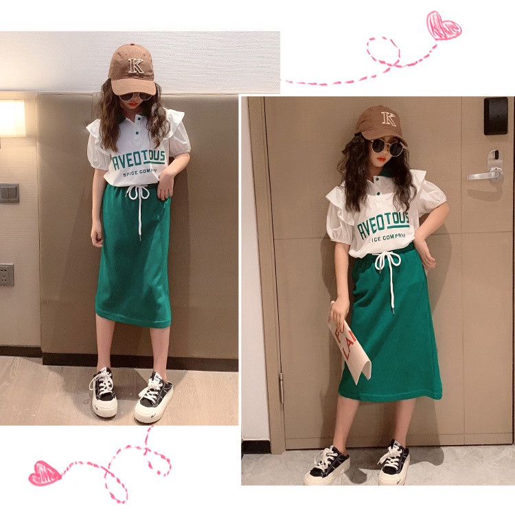 CHUBBI 43 Setelan Set Anak Perempuan Kaos + Rok Name Aveotous