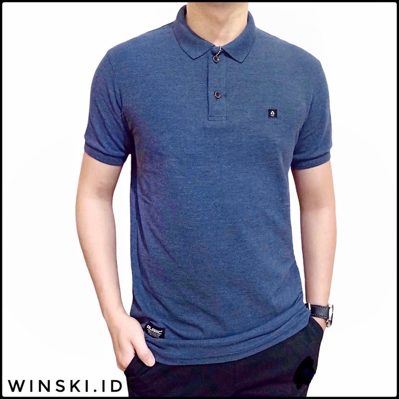 CD78HG Winski Kaos Polo Shirt Premium Blue Denim Misty Alaric Original / Kaos Berkerah Pria