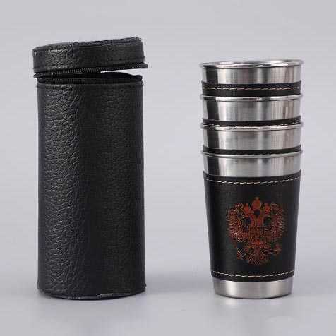 (BISA COD) FTIHSHP Gelas Outdoor Camping Travel Mug Stainless Steel 70ml 4PCS - MCY-66