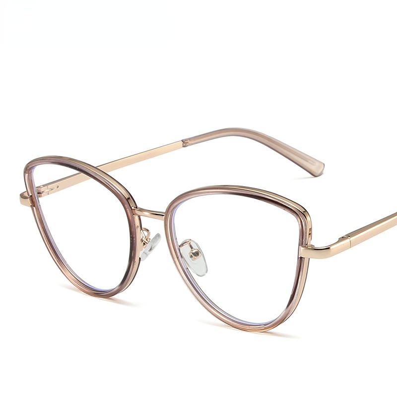 Kacamata Anti Radiasi Wanita Pria Cat Eye Metal Kacamata Aesthetic Lensa Yang Dapat Diganti Frame Kacamata Retro Eyeglasses